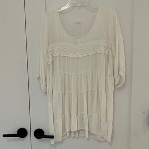 Easel Cream Lace Detail Tunic